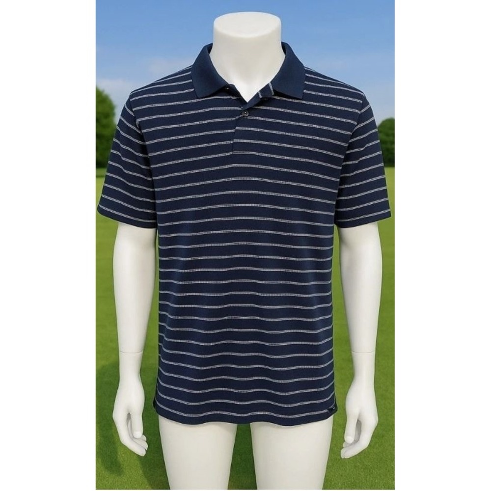 Cutter & Buck CB DryTec Polo Shirt‎ XL Blue White Stripe Promontory Golf Casual